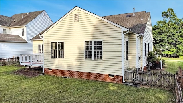 1355 Hawkins Wood Cir, Midlothian, VA 23114 - back of house featuring crawl space, a shingled roof, and a deck