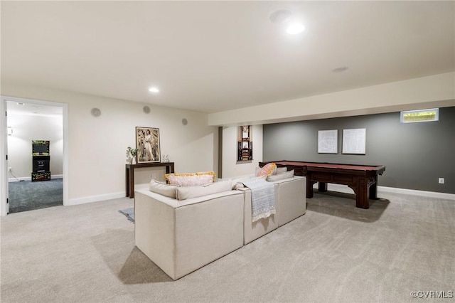 16412 Ravenchase Way, Moseley, VA 23120 - living area with light carpet, recessed lighting, and billiards
