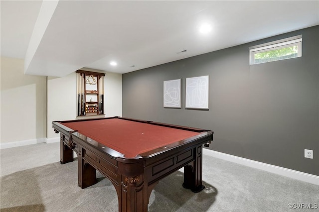 16412 Ravenchase Way, Moseley, VA 23120 - playroom with light colored carpet, billiards table, and recessed lighting
