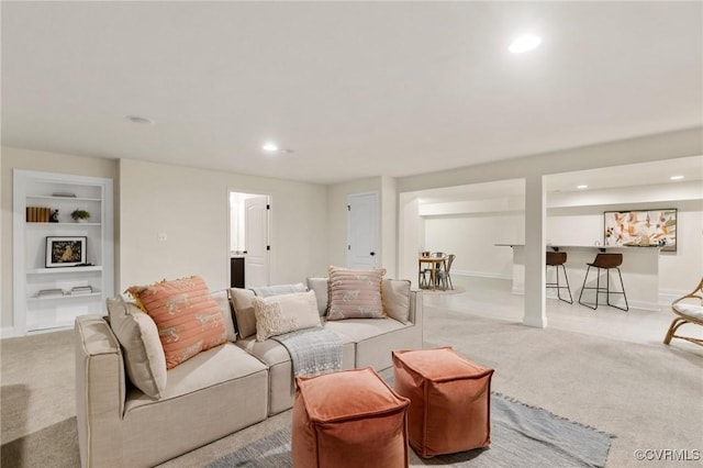 16412 Ravenchase Way, Moseley, VA 23120 - living area with carpet floors, recessed lighting, and built in shelves