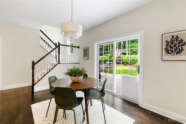 16412 Ravenchase Way, Moseley, VA 23120 - dining room with stairway and dark wood-style floors