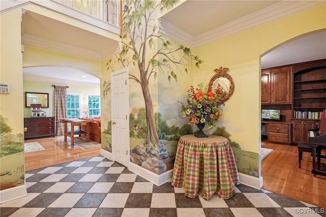 9226 Shelton Pointe Dr, Mechanicsville, VA 23116 - foyer featuring ornamental molding, arched walkways, and baseboards
