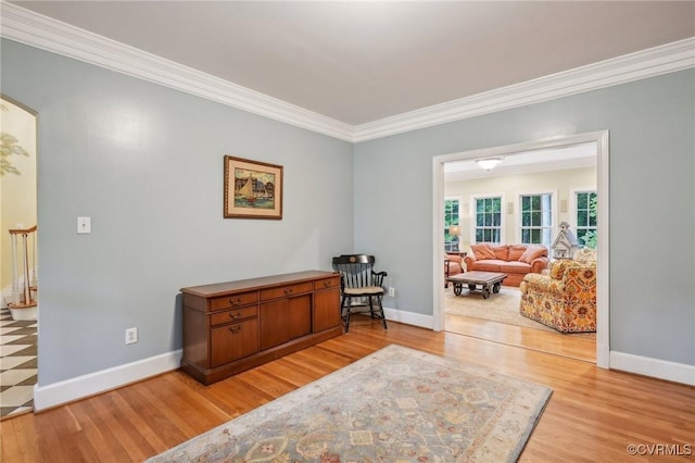 9226 Shelton Pointe Dr, Mechanicsville, VA 23116 - sitting room featuring ornamental molding, baseboards, and light wood finished floors