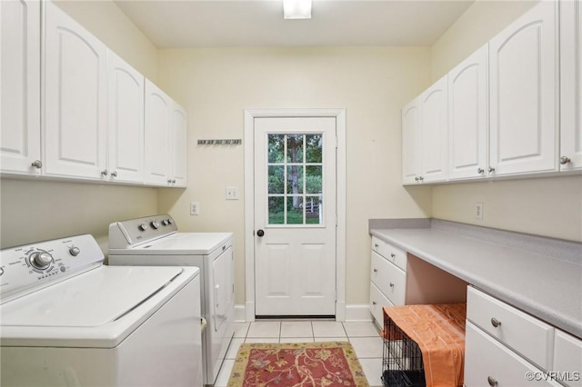 9226 Shelton Pointe Dr, Mechanicsville, VA 23116 - laundry area with cabinet space, washing machine and clothes dryer, light tile patterned flooring, baseboards, and an office area