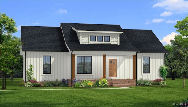 TBD Turkey Egg Rd, Dinwiddie, VA 23841 - modern farmhouse style home featuring board and batten siding, a front lawn, and roof with shingles