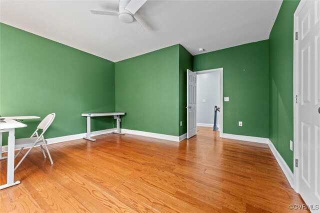 1415 N 25th St, Richmond, VA 23223 - office area featuring ceiling fan, light wood finished floors, and baseboards