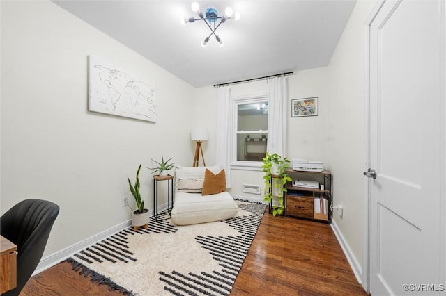 office space featuring wood finished floors and baseboards