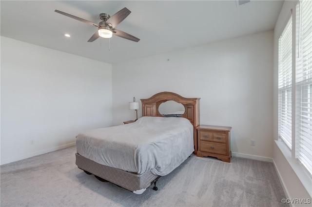 12106 Oxford Landing Dr Unit 202, Glen Allen, VA 23059 - bedroom with light colored carpet, baseboards, ceiling fan, and recessed lighting