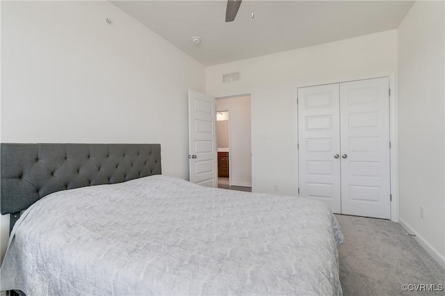 12106 Oxford Landing Dr Unit 202, Glen Allen, VA 23059 - bedroom with carpet flooring, a closet, baseboards, and a ceiling fan