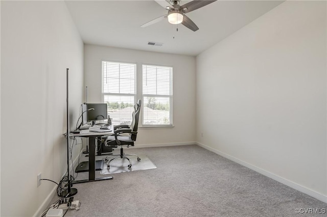 12106 Oxford Landing Dr Unit 202, Glen Allen, VA 23059 - carpeted home office featuring a ceiling fan and baseboards