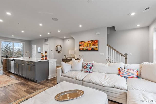 5234 Old Main St Unit C, Henrico, VA 23231 - living area with dark wood-style floors, recessed lighting, stairs, and baseboards