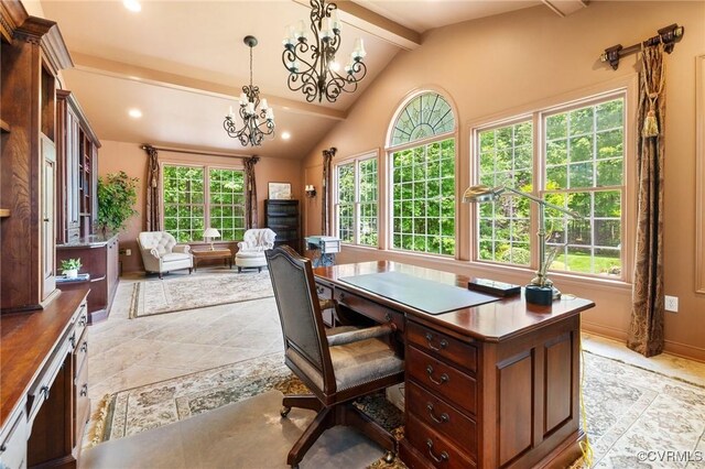 6306 Thistledew Mews, Moseley, VA 23120 - office space featuring a chandelier, light tile patterned floors, and recessed lighting