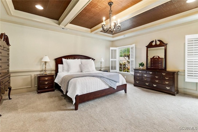 6306 Thistledew Mews, Moseley, VA 23120 - bedroom featuring carpet flooring, ornamental molding, a chandelier, a wainscoted wall, and a decorative wall
