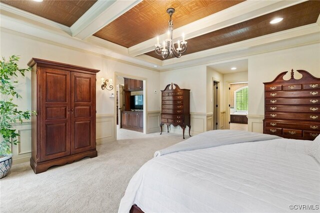 6306 Thistledew Mews, Moseley, VA 23120 - bedroom featuring light carpet, a chandelier, ornamental molding, a decorative wall, and a wainscoted wall