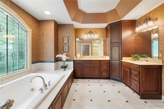 6306 Thistledew Mews, Moseley, VA 23120 - bathroom with two vanities and a whirlpool tub