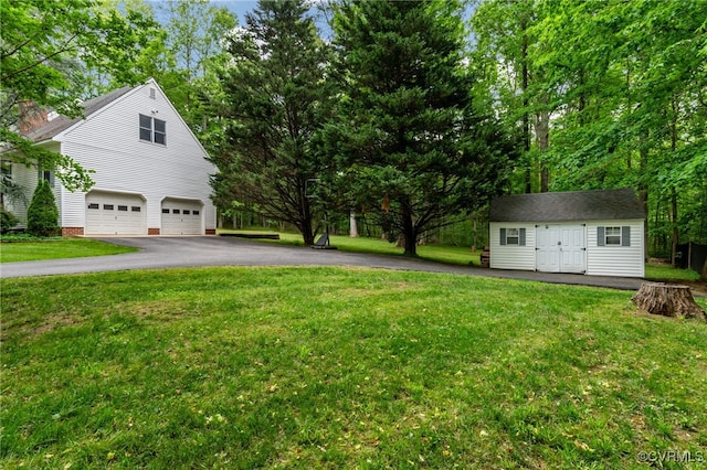 9865 Knobs Hill Ln, Amelia, VA 23002 - view of green lawn with an outbuilding and asphalt driveway