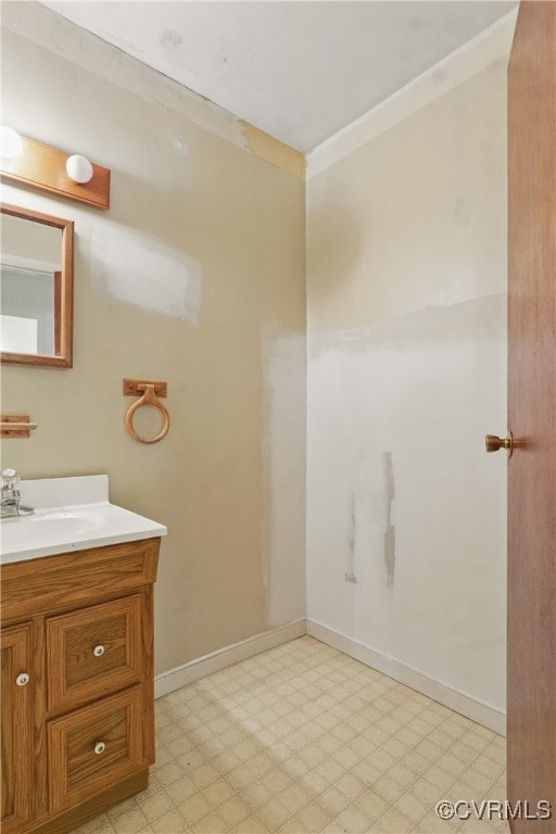 4501 Roxbury Rd, Charles City, VA 23030 - bathroom featuring vanity, tile patterned floors, crown molding, and baseboards