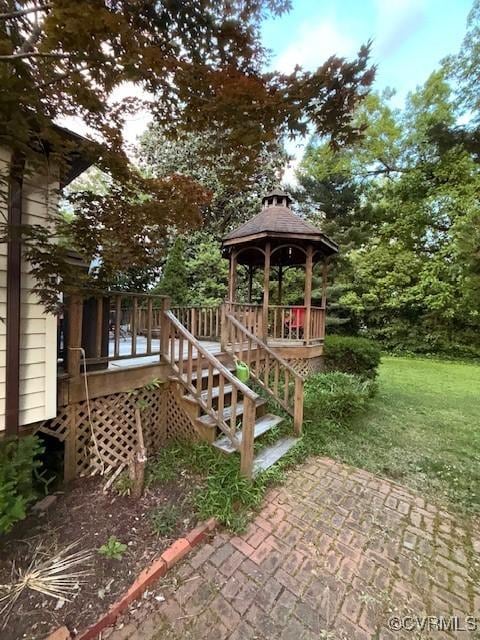 111 Jefferson St, Emporia, VA 23847 - view of patio featuring a gazebo and a wooden deck
