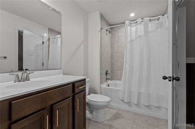 9975 Honeybee Dr, Mechanicsville, VA 23116 - full bathroom with toilet, tile patterned floors, shower / tub combo with curtain, and vanity