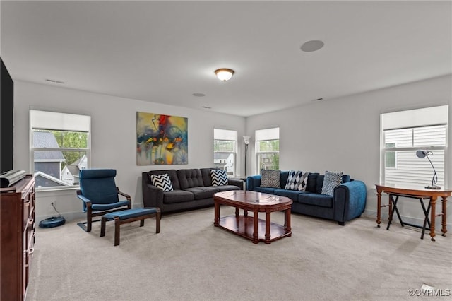 9975 Honeybee Dr, Mechanicsville, VA 23116 - living room featuring light colored carpet and baseboards