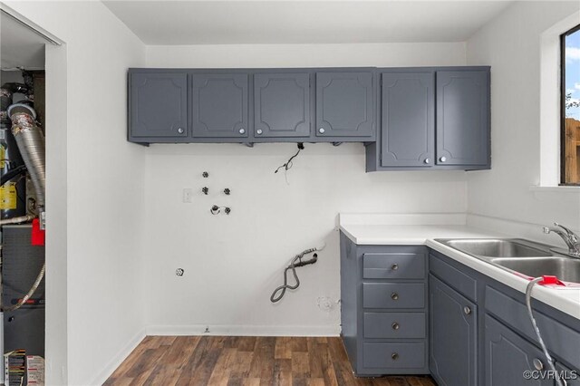 306 Cedarwood Rd, Henrico, VA 23075 - washroom featuring dark wood-style flooring, baseboards, and hookup for a washing machine