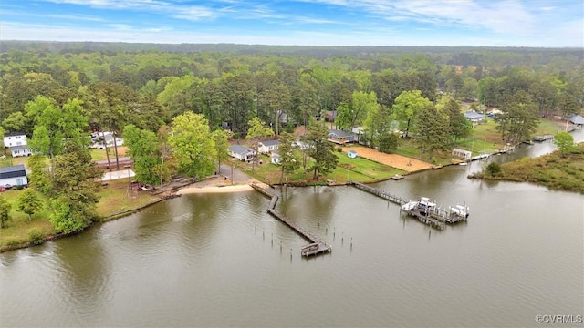 686 Shore Dr, Hartfield, VA 23071 - bird's eye view of a nearby body of water and a heavily wooded area