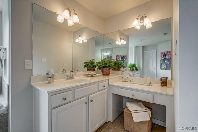 bathroom featuring vanity and tile patterned floors