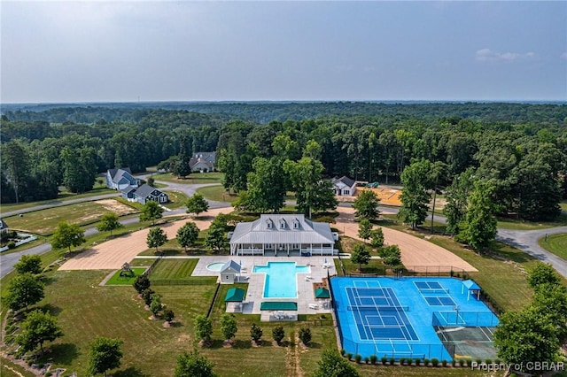 926 Old Saint Johns Rd, Irvington, VA 22480 - aerial view of a forest and a pool