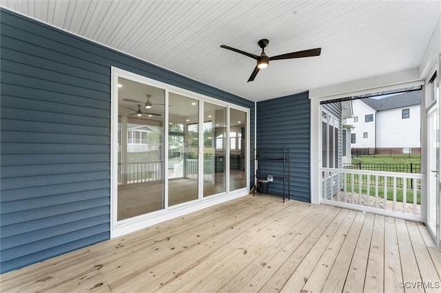 deck featuring ceiling fan