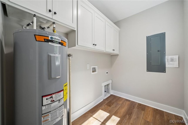 10940 Cross County Rd, Mineral, VA 23117 - washroom featuring electric water heater, electric panel, hookup for an electric dryer, cabinet space, and hookup for a washing machine