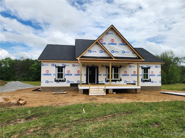 10940 Cross County Rd, Mineral, VA 23117 - unfinished property featuring a porch and a shingled roof
