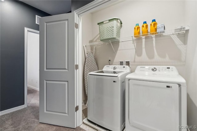 7201 Hancock Chase Ct Unit J2, Chesterfield, VA 23832 - laundry area with washer and dryer, carpet floors, and baseboards