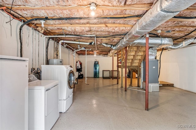 1112 Scotts Bottom Rd, Dillwyn, VA 23936 - unfinished basement featuring washing machine and clothes dryer and heating unit