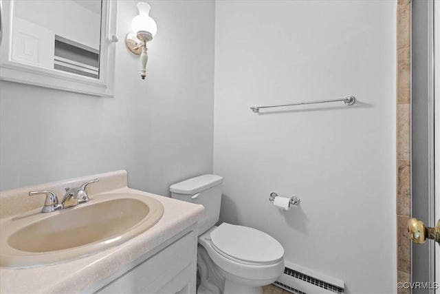 3304 N Marion Ave, Hopewell, VA 23860 - bathroom featuring baseboard heating, toilet, and vanity