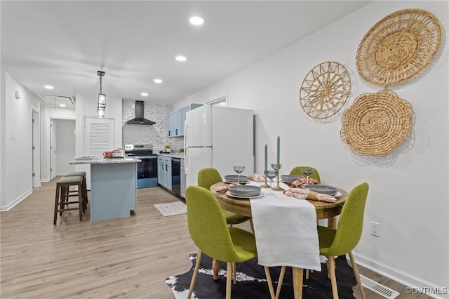 1505 Enon Church Rd, Chester, VA 23836 - dining space with recessed lighting, attic access, light wood-type flooring, and baseboards