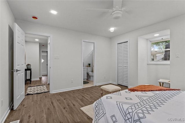 1505 Enon Church Rd, Chester, VA 23836 - bedroom with wood finished floors, baseboards, connected bathroom, and recessed lighting