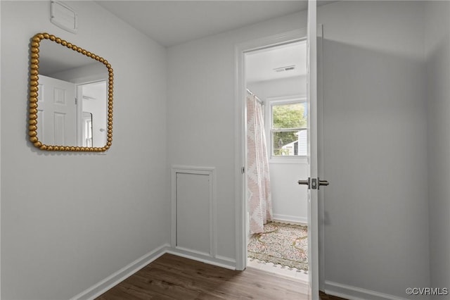1505 Enon Church Rd, Chester, VA 23836 - hall with dark wood-style flooring and baseboards