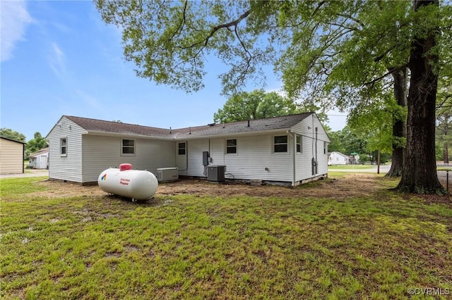 1505 Enon Church Rd, Chester, VA 23836 - back of property with central AC and a lawn