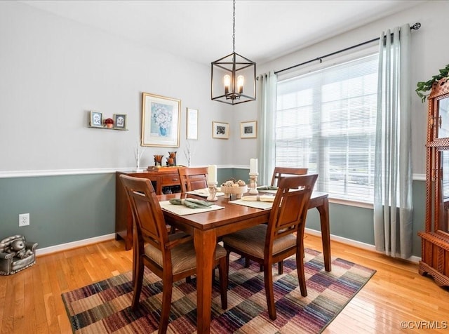 2013 Rose Family Dr, Midlothian, VA 23112 - dining room featuring a chandelier, light wood-style floors, and baseboards