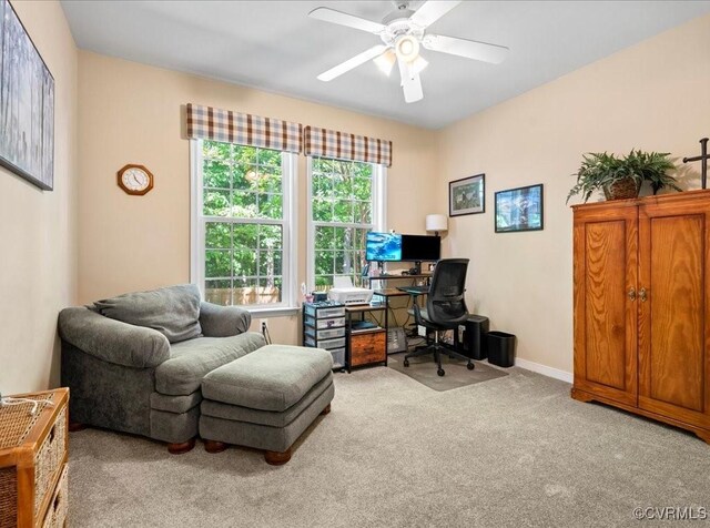 2013 Rose Family Dr, Midlothian, VA 23112 - carpeted office space featuring ceiling fan and baseboards