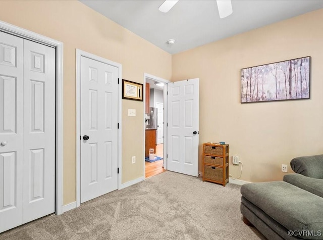 2013 Rose Family Dr, Midlothian, VA 23112 - living area with carpet, baseboards, and ceiling fan