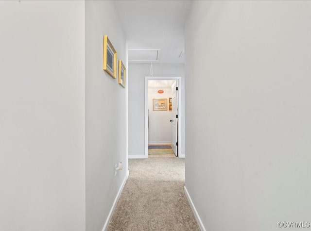 2013 Rose Family Dr, Midlothian, VA 23112 - hallway featuring attic access, carpet flooring, and baseboards
