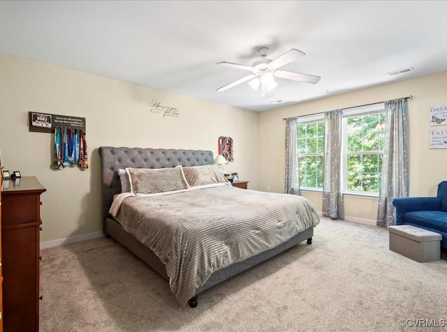 2013 Rose Family Dr, Midlothian, VA 23112 - bedroom with light colored carpet, baseboards, and ceiling fan