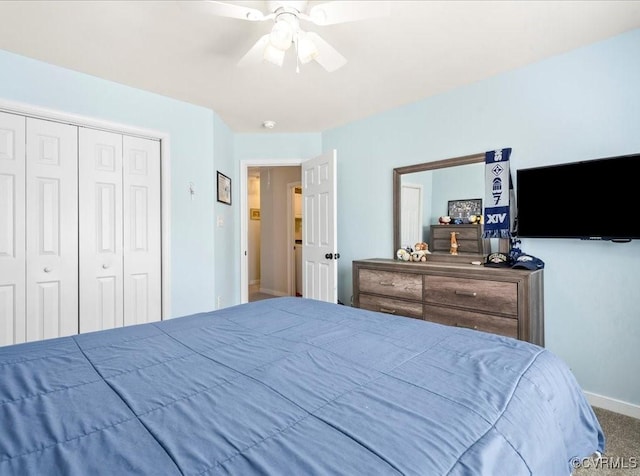 2013 Rose Family Dr, Midlothian, VA 23112 - carpeted bedroom featuring baseboards, ceiling fan, and a closet