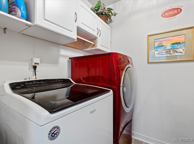 2013 Rose Family Dr, Midlothian, VA 23112 - laundry room with cabinet space, washer and clothes dryer, and baseboards