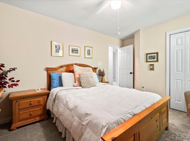 2013 Rose Family Dr, Midlothian, VA 23112 - bedroom featuring dark carpet, a closet, and ceiling fan