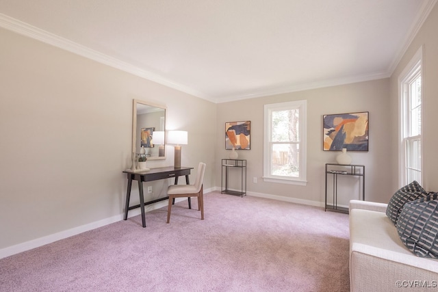 8282 Briarthorn Ct, Mechanicsville, VA 23116 - home office with ornamental molding, light colored carpet, and baseboards
