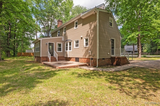 8282 Briarthorn Ct, Mechanicsville, VA 23116 - rear view of property featuring crawl space, a chimney, entry steps, and a patio