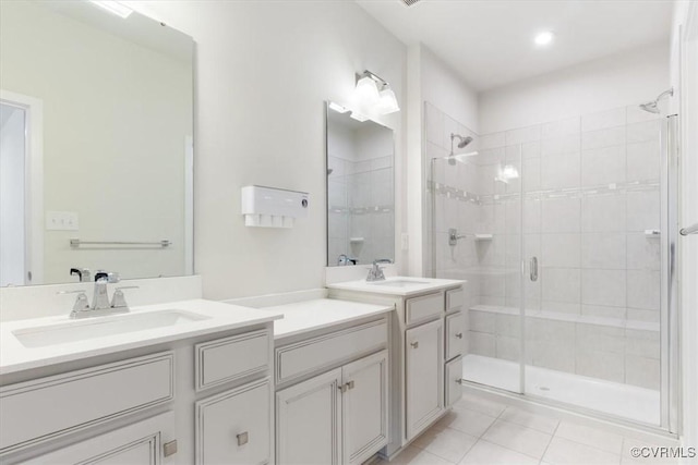 1906 Chartermark Dr, Midlothian, VA 23114 - bathroom featuring a shower stall, tile patterned floors, and vanity