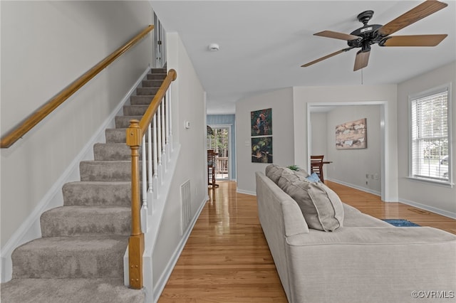 11441 Alder Glen Way, Glen Allen, VA 23059 - stairs featuring wood finished floors, baseboards, and ceiling fan